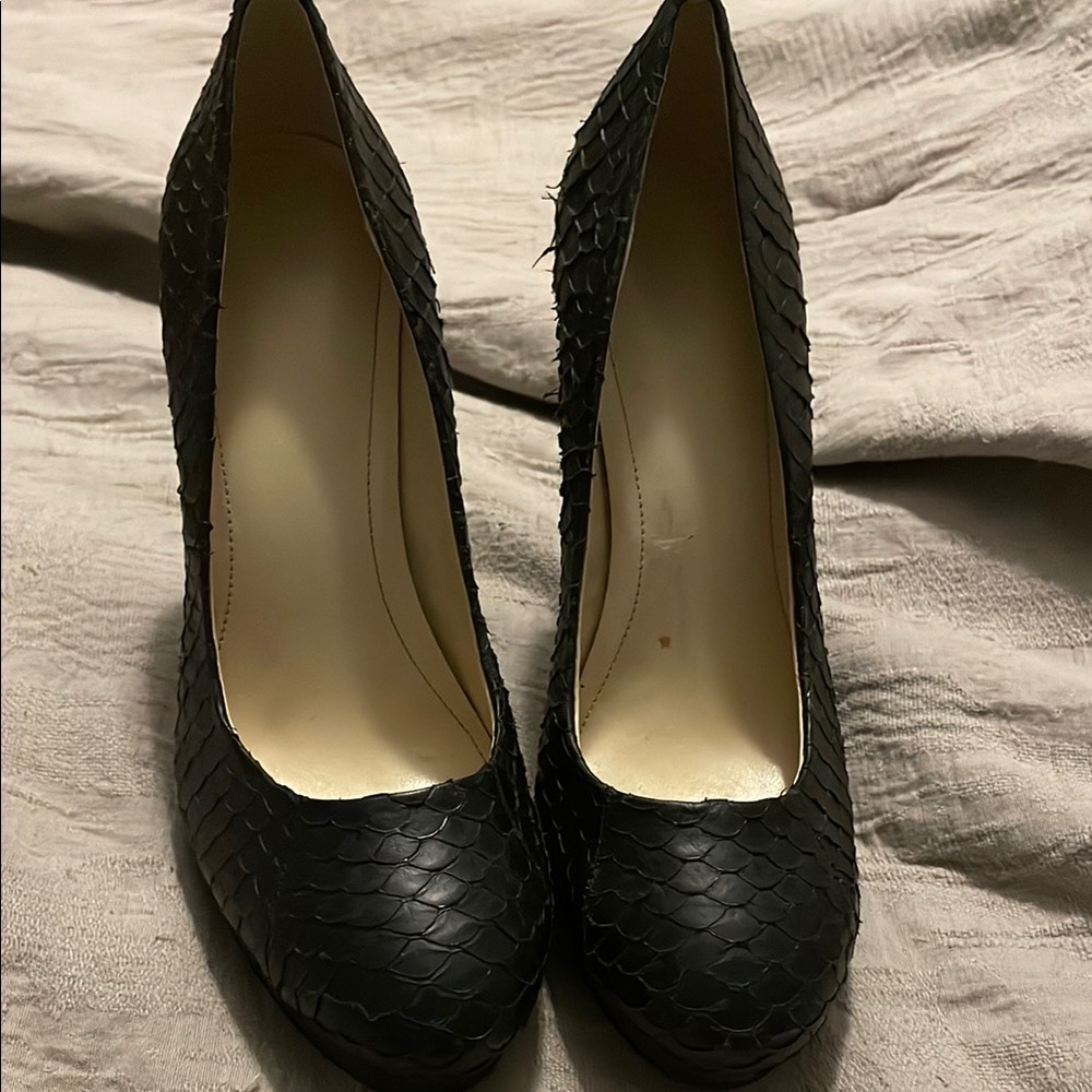 Calvin Klein Black Textured High Heel Pumps